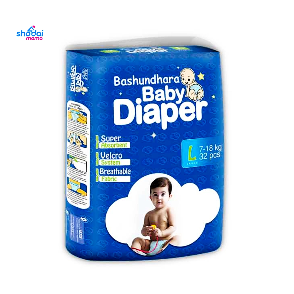 Bashundhara Diapant Belt System Baby Diapers L (7-18kg) 32Pcs